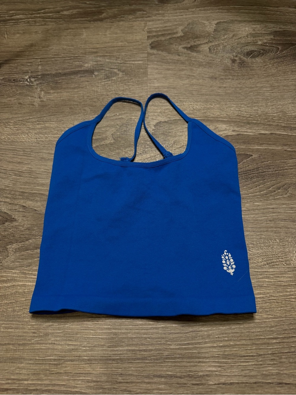 Free People Blue Women's Crop Tank with Floral Logo - Brand: Unbranded